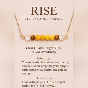Rise Vibe Bar Necklace Clear Quartz Tiger’s Eye Aventurine – Confidence & Power